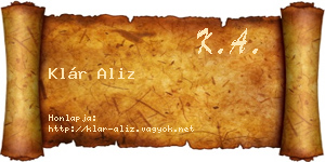 Klár Aliz névjegykártya
